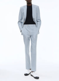 Pantalon en seersucker de laine à rayures - Saphir