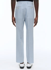 Pantalon en seersucker de laine à rayures - Saphir