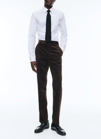 Pantalon ajusté en velours - Marron