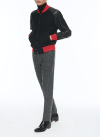 Pantalon ajusté en laine - Gris Moyen