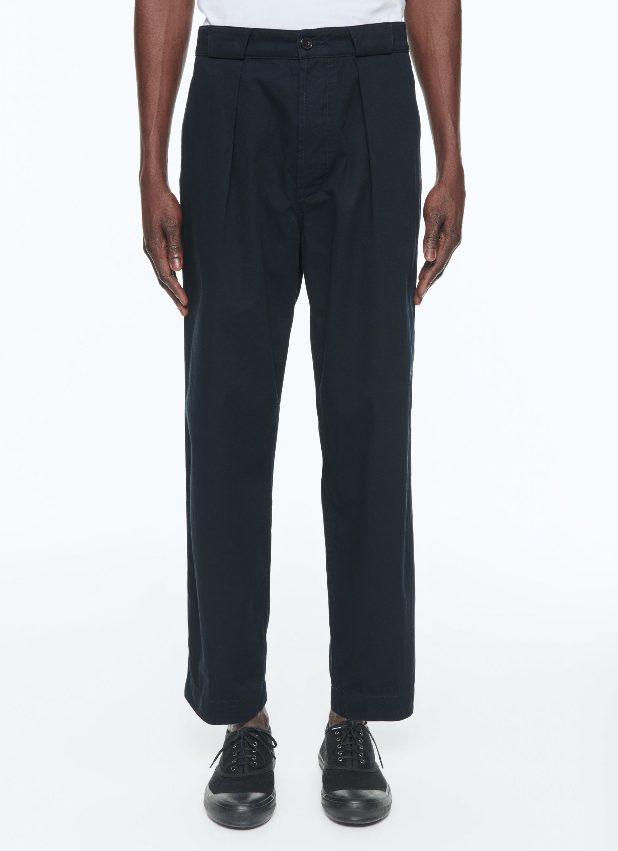 Cotton gabardine trousers - Navy blue