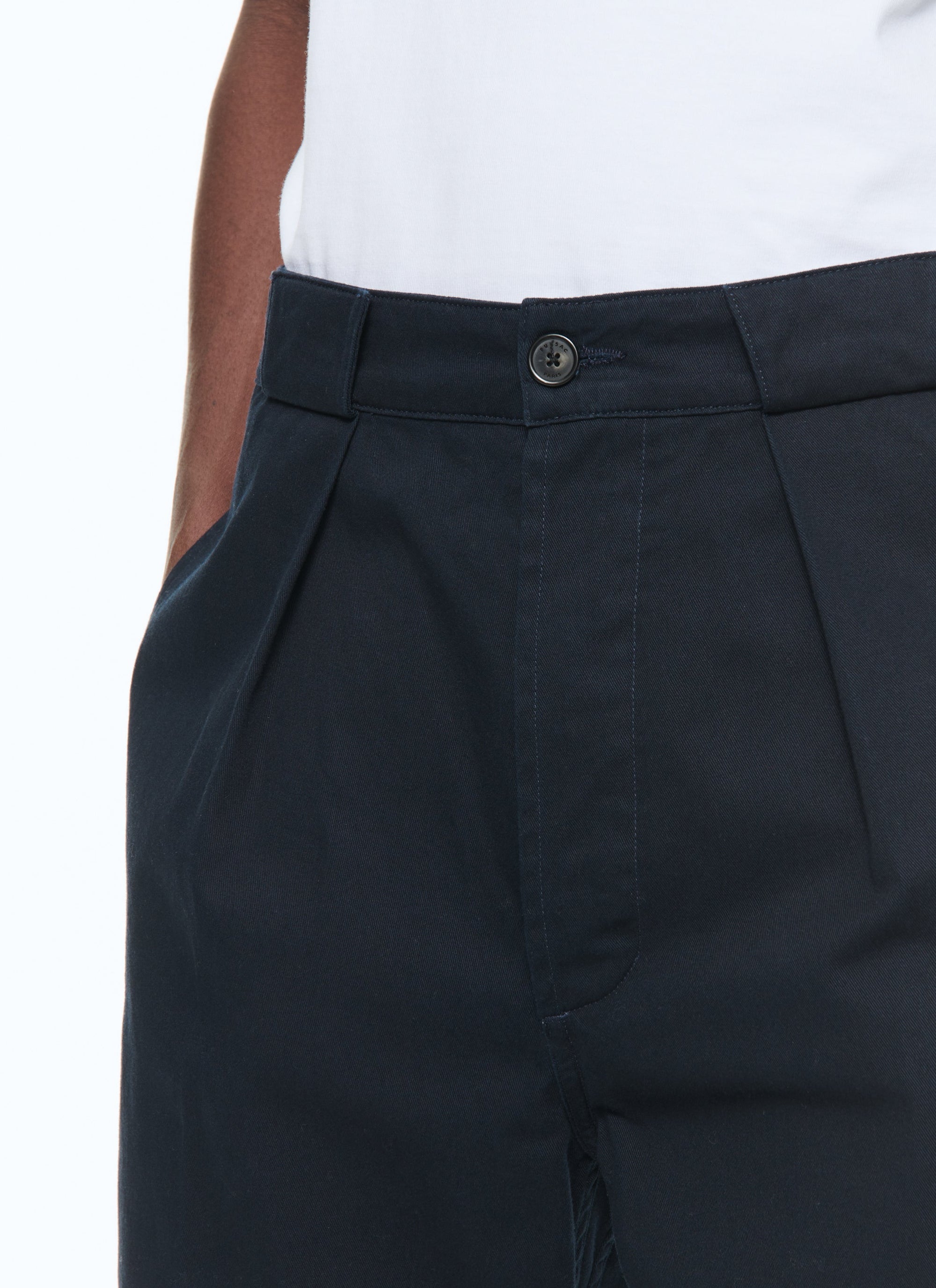 Cotton gabardine trousers - Navy blue
