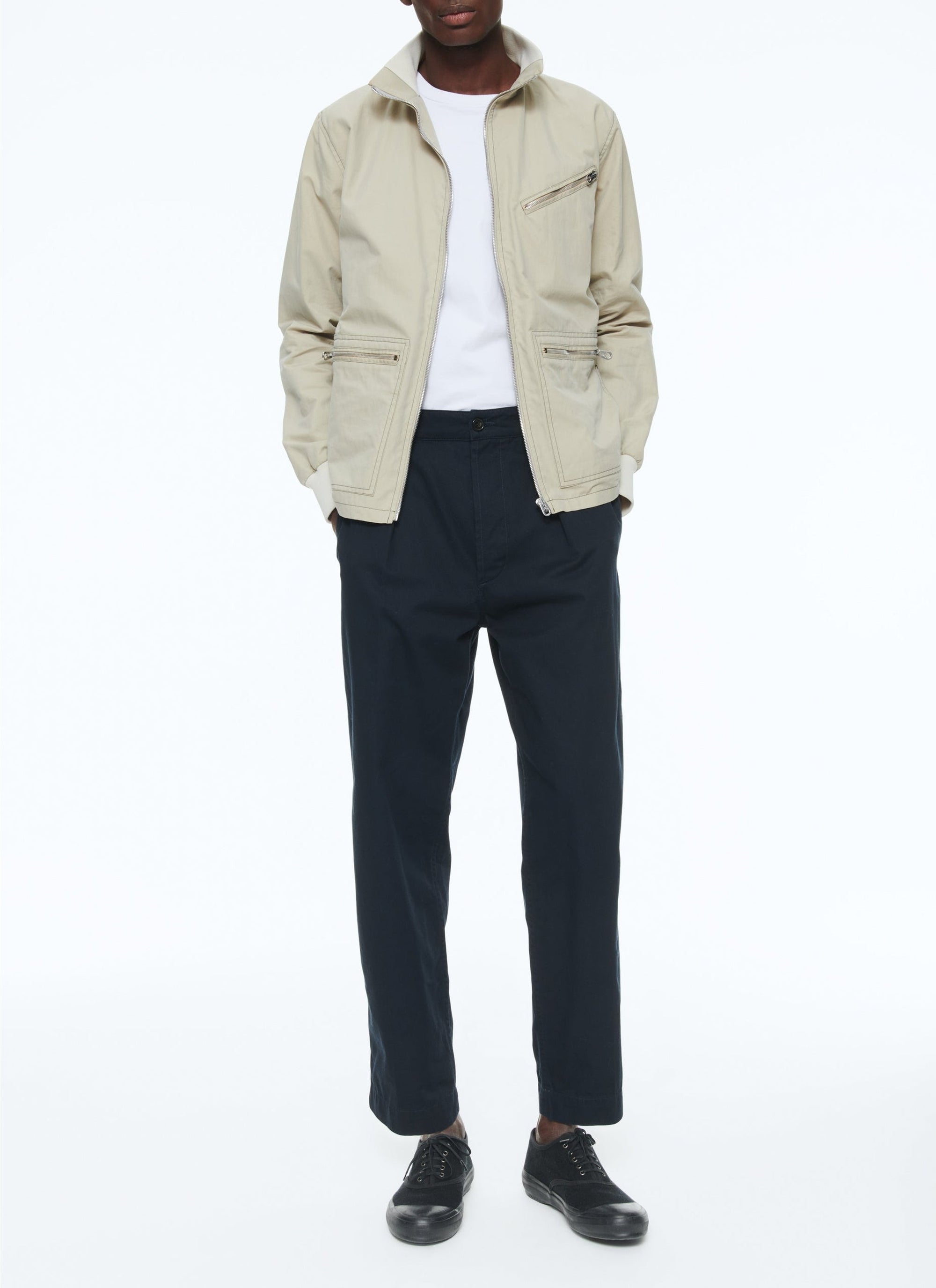 Cotton gabardine trousers - Navy blue