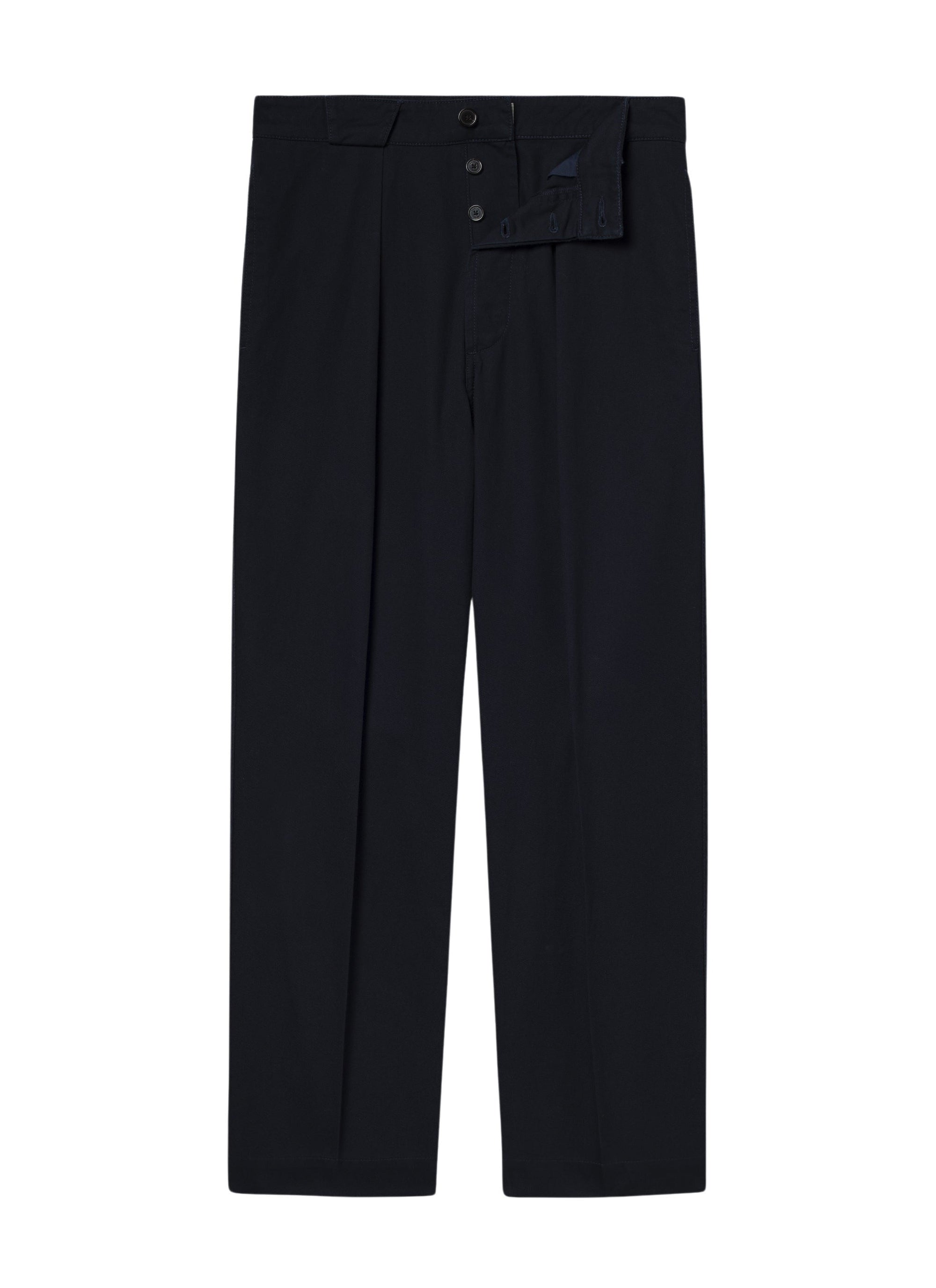 Cotton gabardine trousers - Navy blue