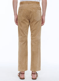 Pantalon en cuir suède - Beige