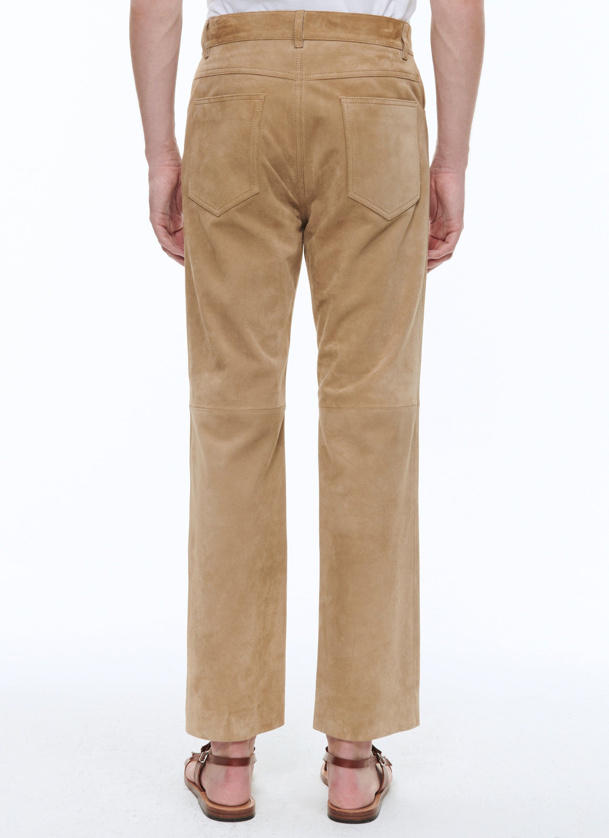Pantalon en cuir suède - Beige