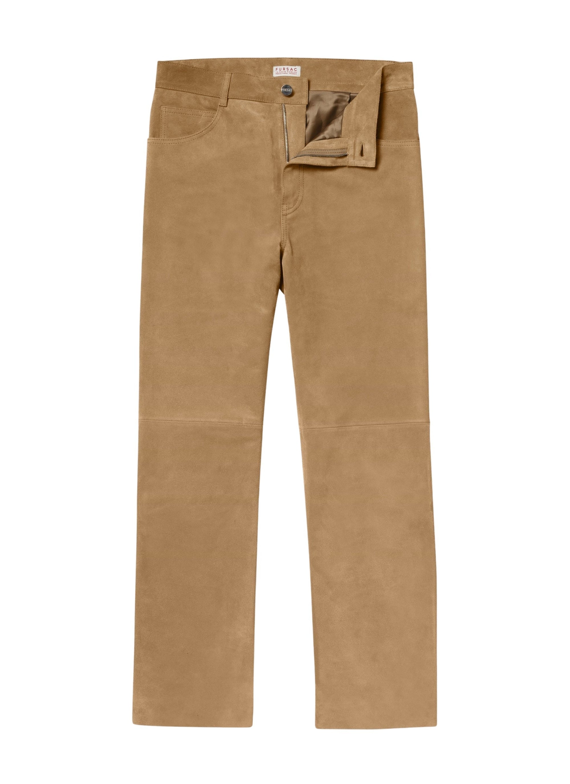 Pantalon en cuir suède - Beige