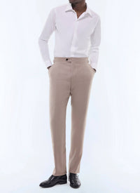Pantalon de costume ajusté en laine - Beige