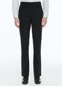 Pantalon flare à poches tiquet en laine - Noir