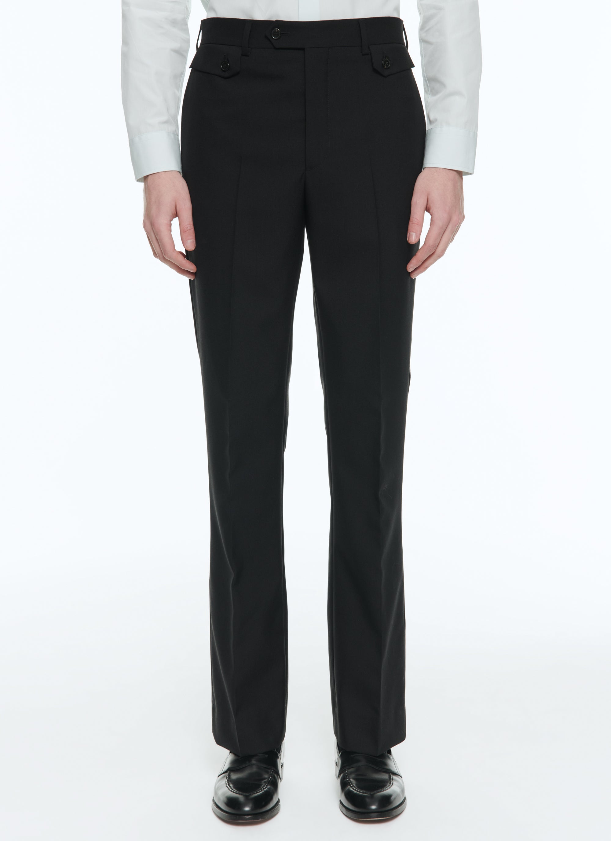 Pantalon flare à poches tiquet en laine - Noir