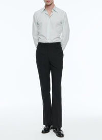 Pantalon flare à poches tiquet en laine - Noir