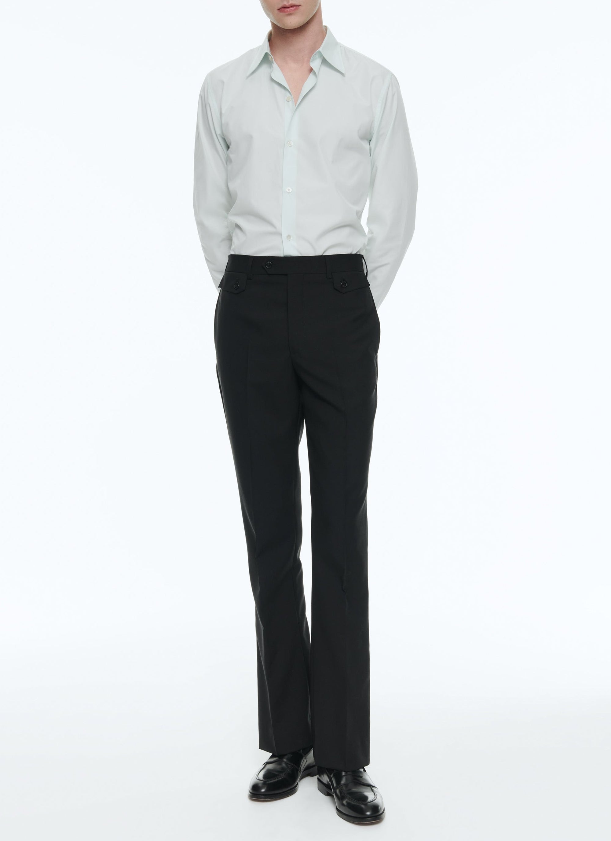 Pantalon flare à poches tiquet en laine - Noir