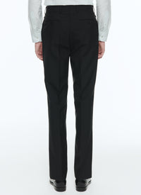 Pantalon flare à poches tiquet en laine - Noir