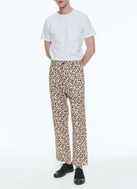 Leopard cotton gabardine chino trousers - Leopard