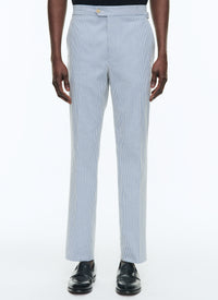 Striped cotton canvas trousers - Light blue