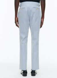 Striped cotton canvas trousers - Light blue