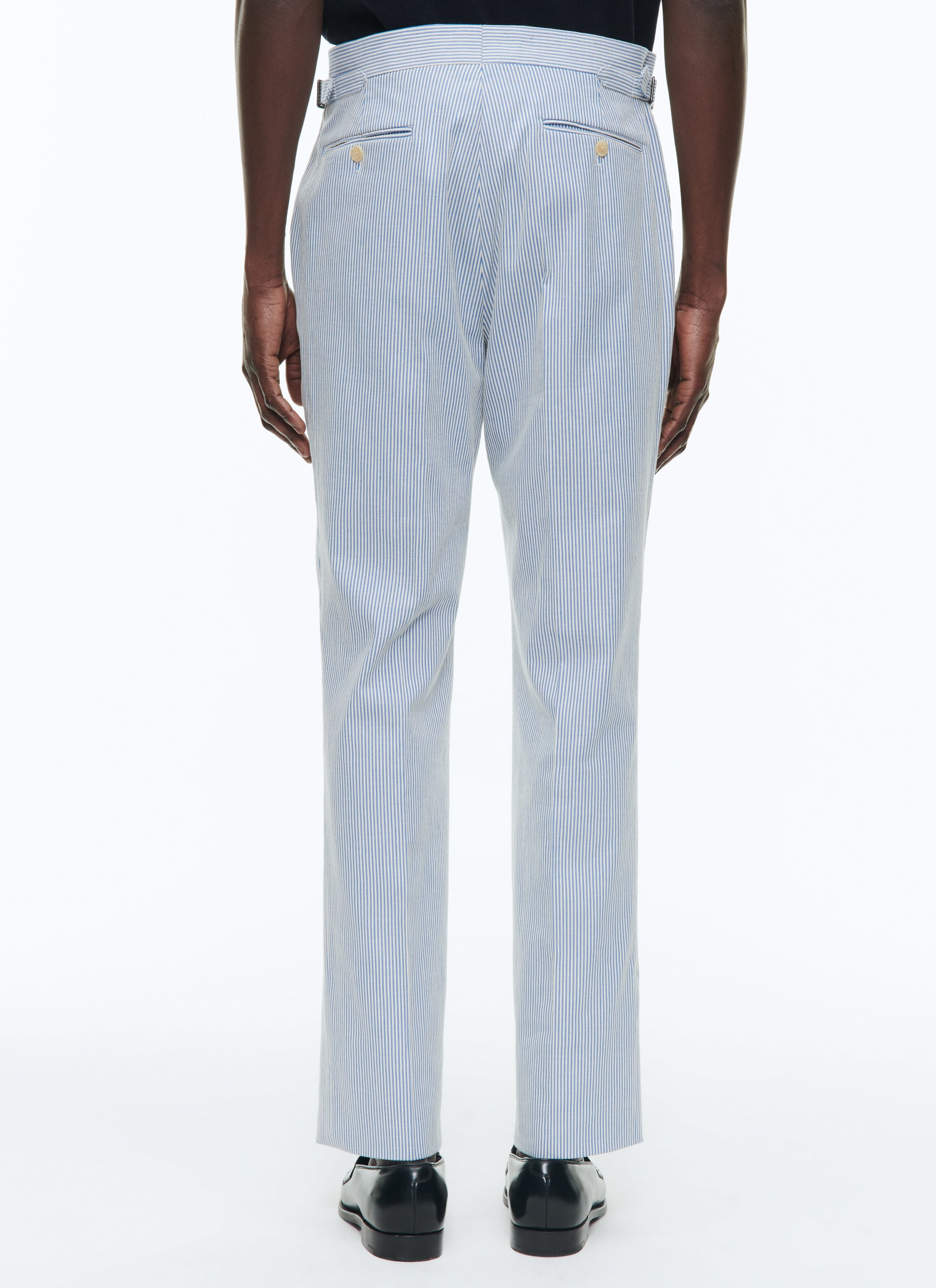 Striped cotton canvas trousers - Light blue