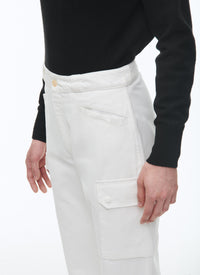 Multi-pocket cargo trousers - White