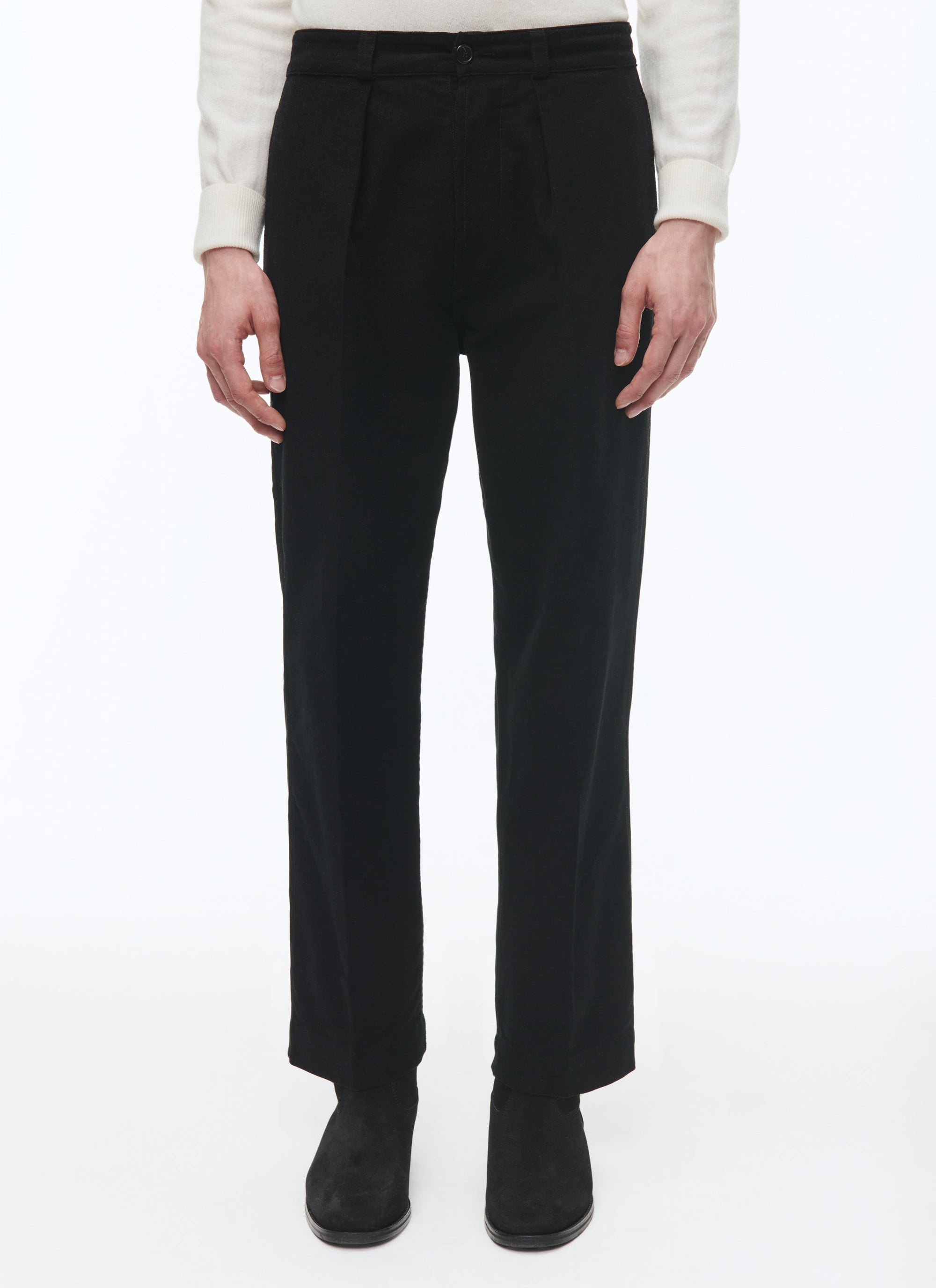 Pantalon chino droit en coton - Noir