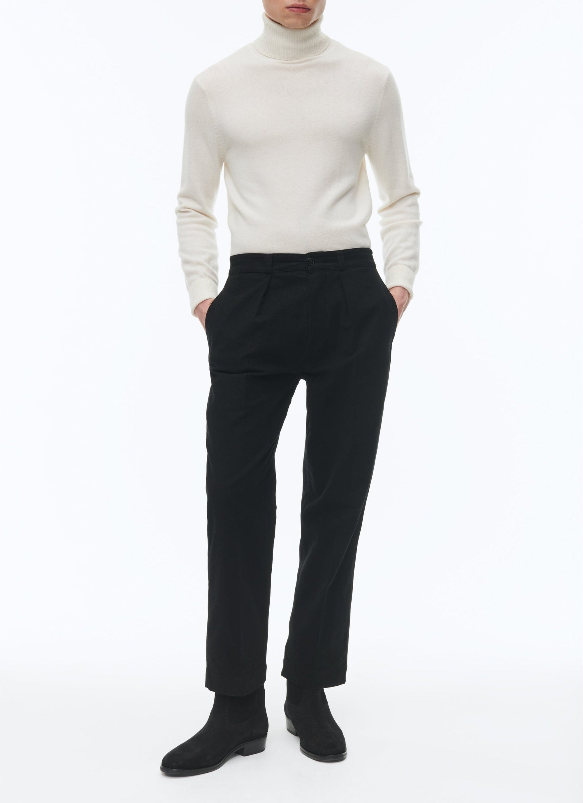 Pantalon chino droit en coton - Noir