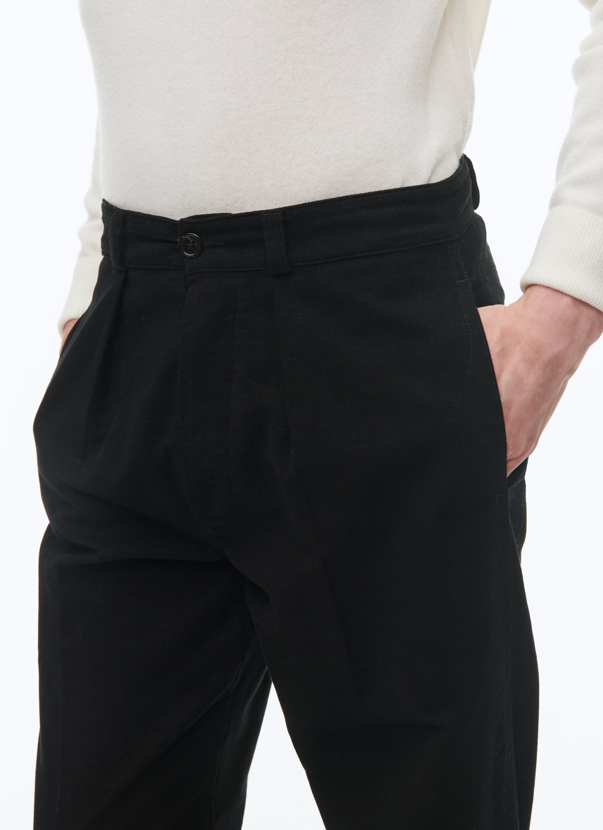 Pantalon chino droit en coton - Noir