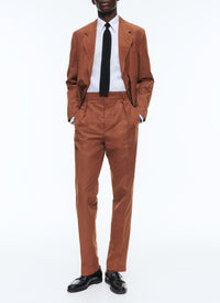 Straight linen chino trousers - Cachou