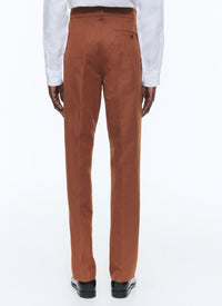 Straight linen chino trousers - Cachou