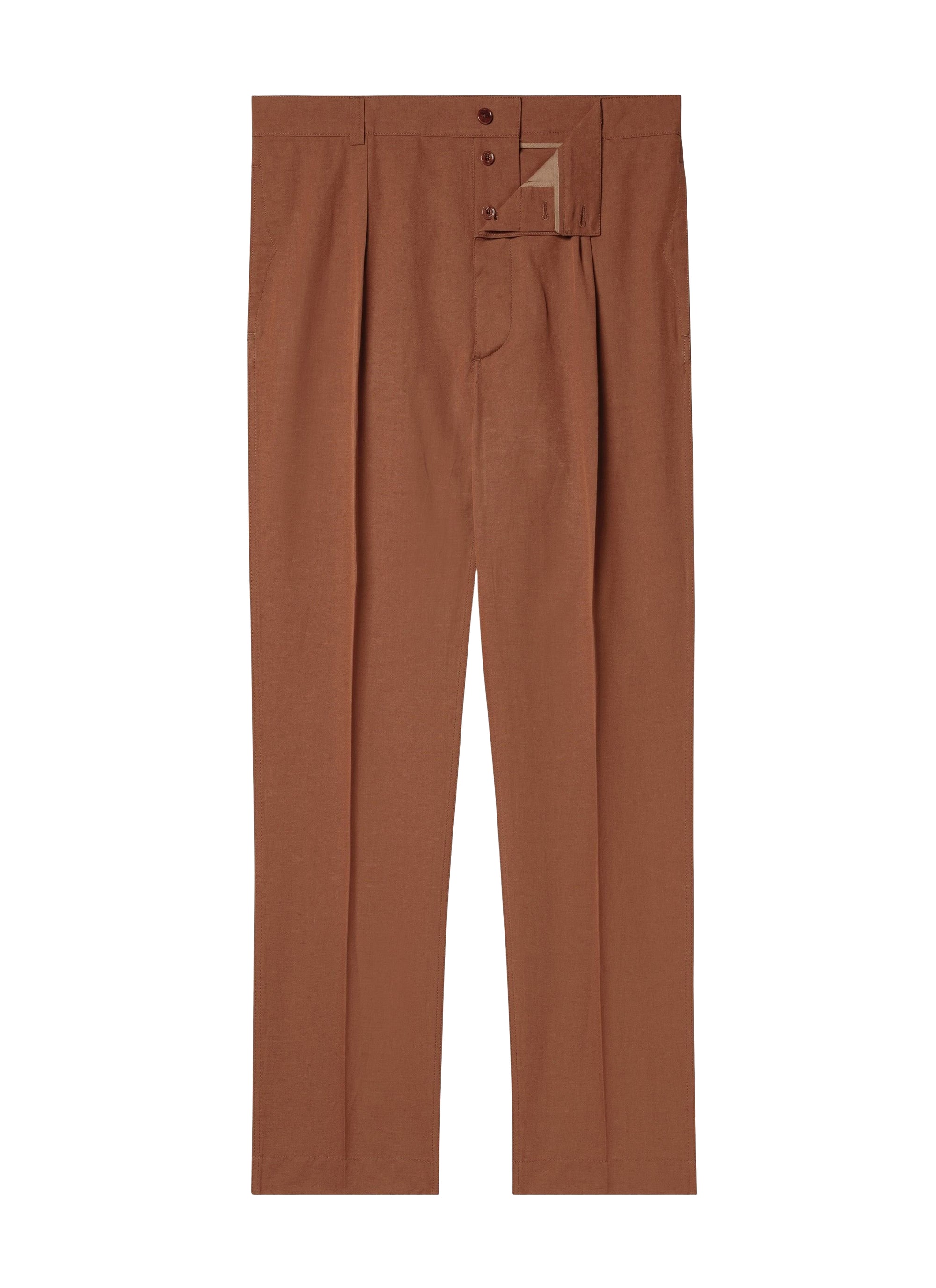 Straight linen chino trousers - Cachou