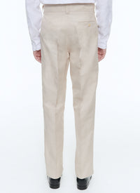 Straight linen chino trousers - Ficelle