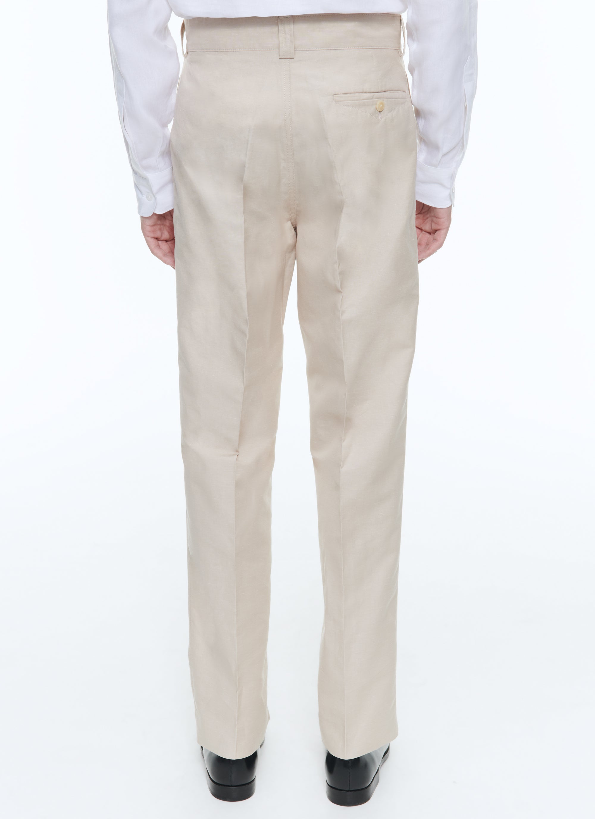 Straight linen chino trousers - Ficelle