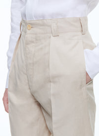 Straight linen chino trousers - Ficelle
