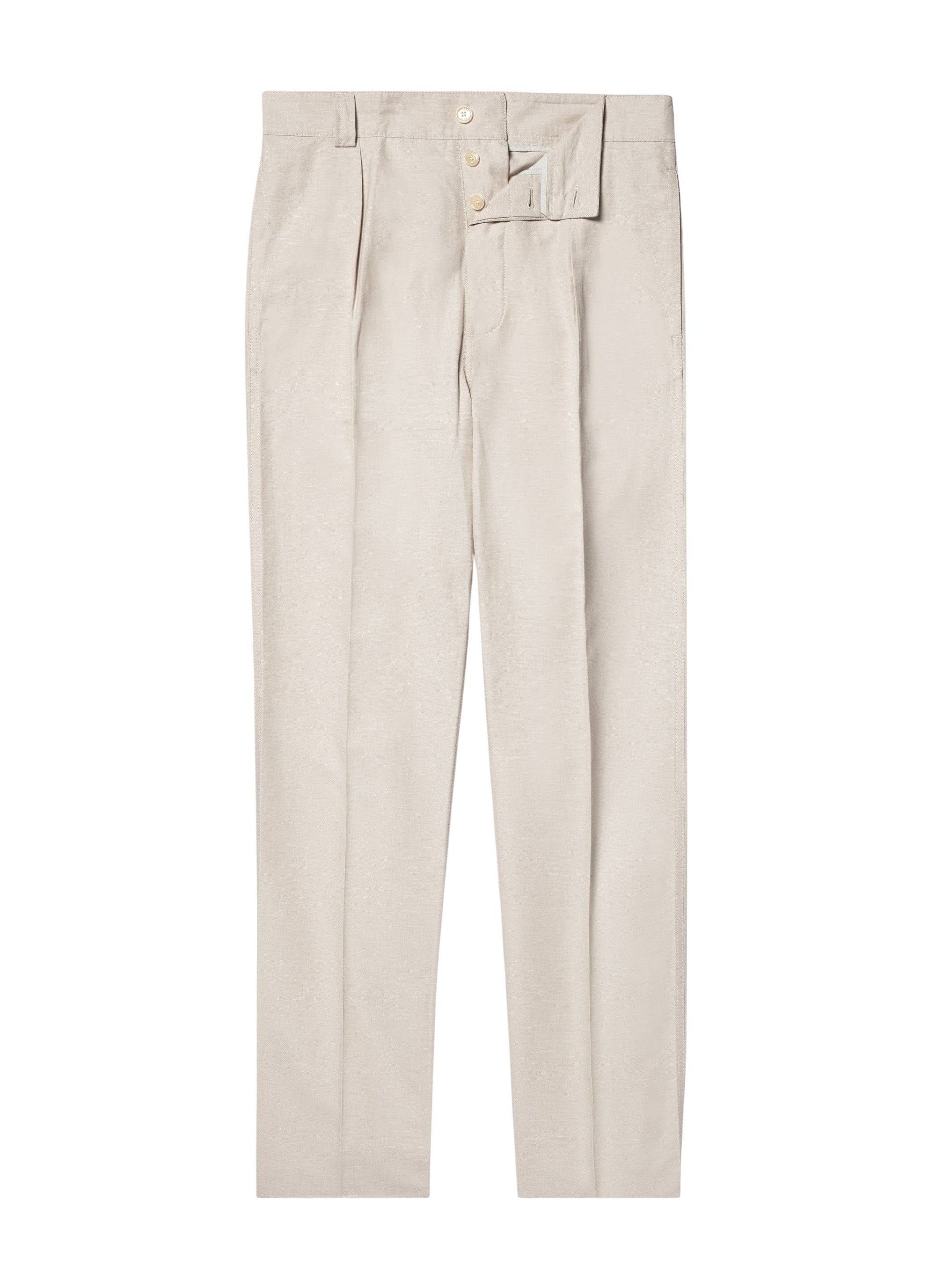 Straight linen chino trousers - Ficelle