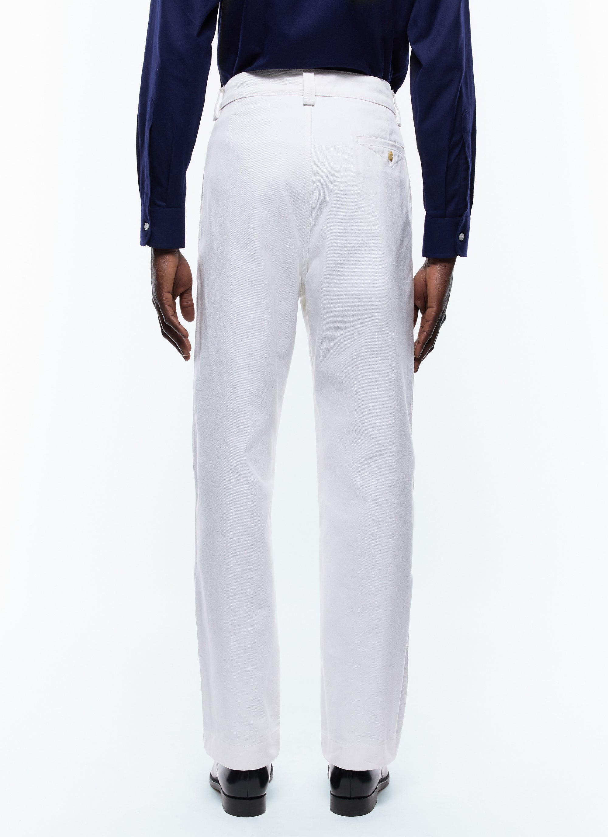 Pantalon chino droit en twill de coton - Blanc