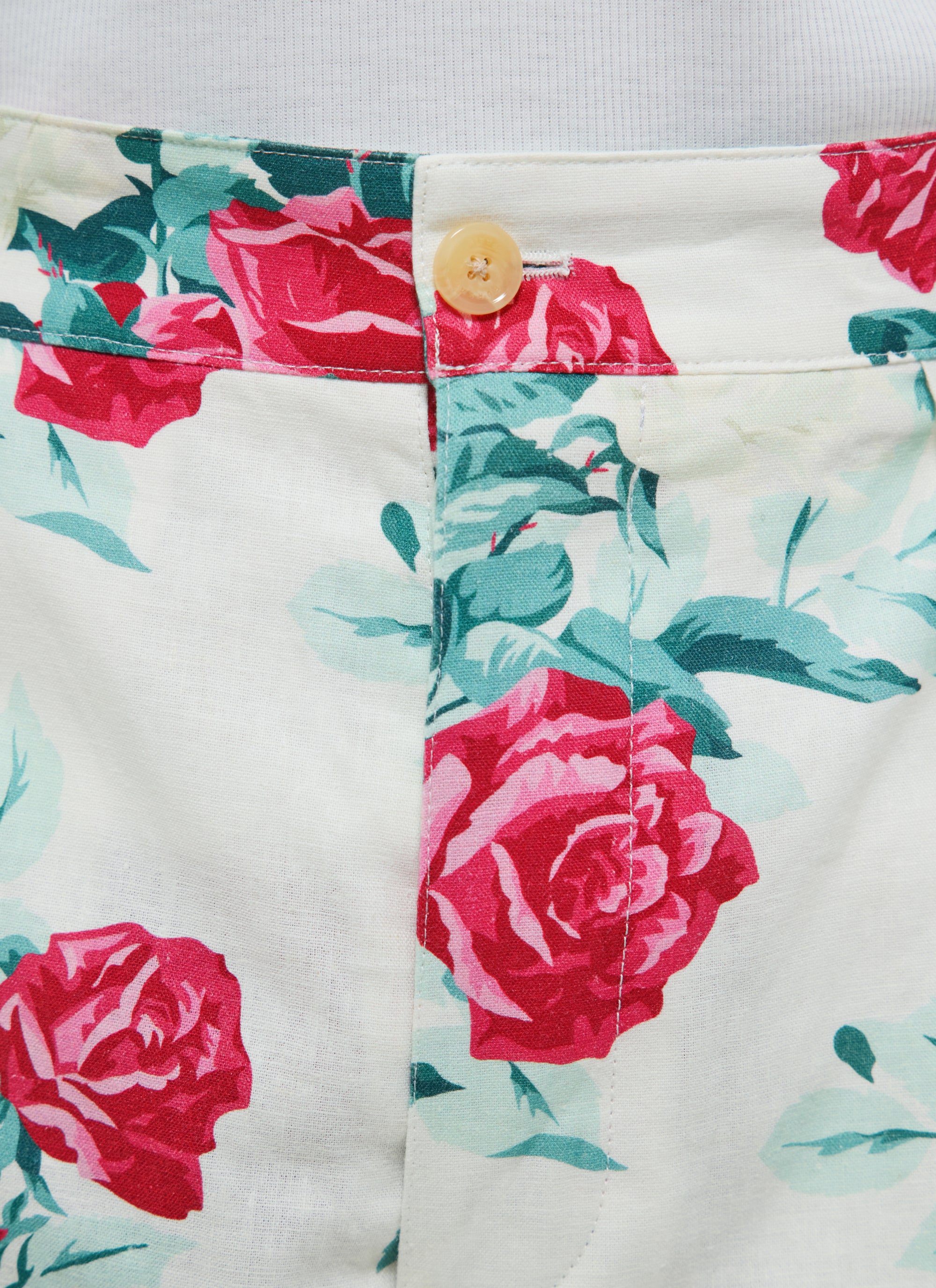 Pantalon chino droit à motif en lin mélangé - Fleur