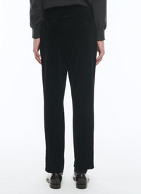 Pantalon de costume droit en velours côtelé - Noir
