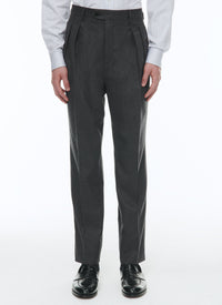 Straight-leg wool trousers - Steel