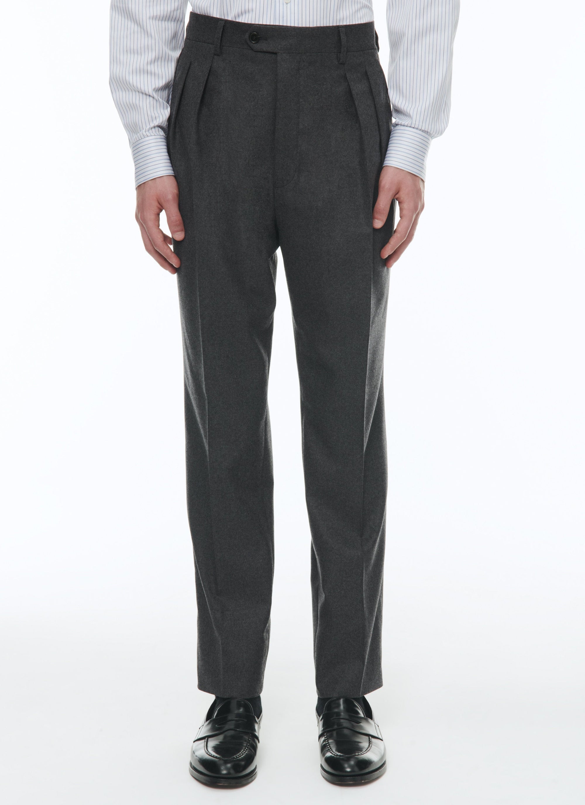 Straight-leg wool trousers - Steel