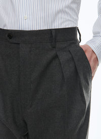 Straight-leg wool trousers - Steel