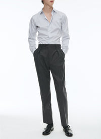 Straight-leg wool trousers - Steel