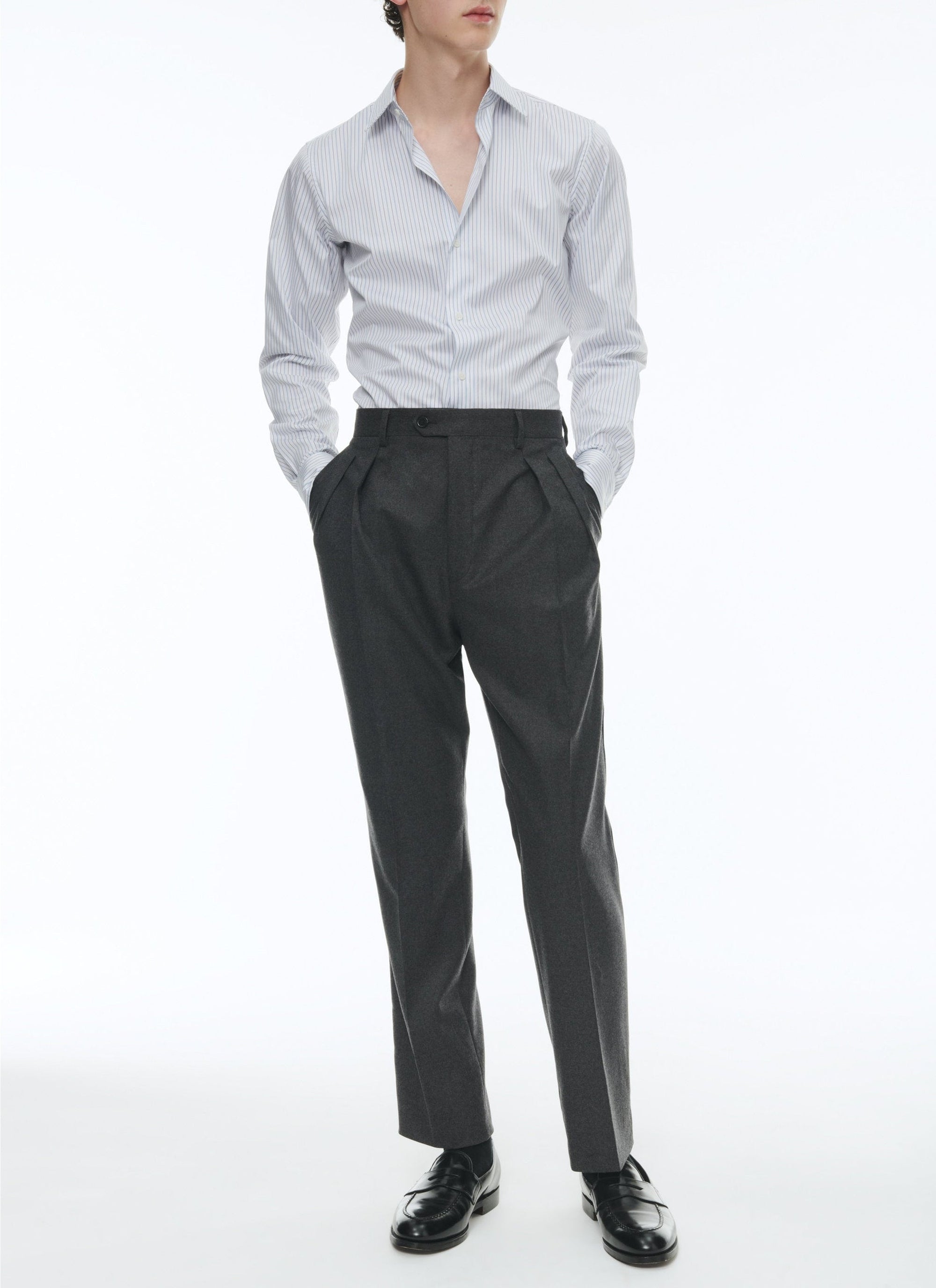 Straight-leg wool trousers - Steel