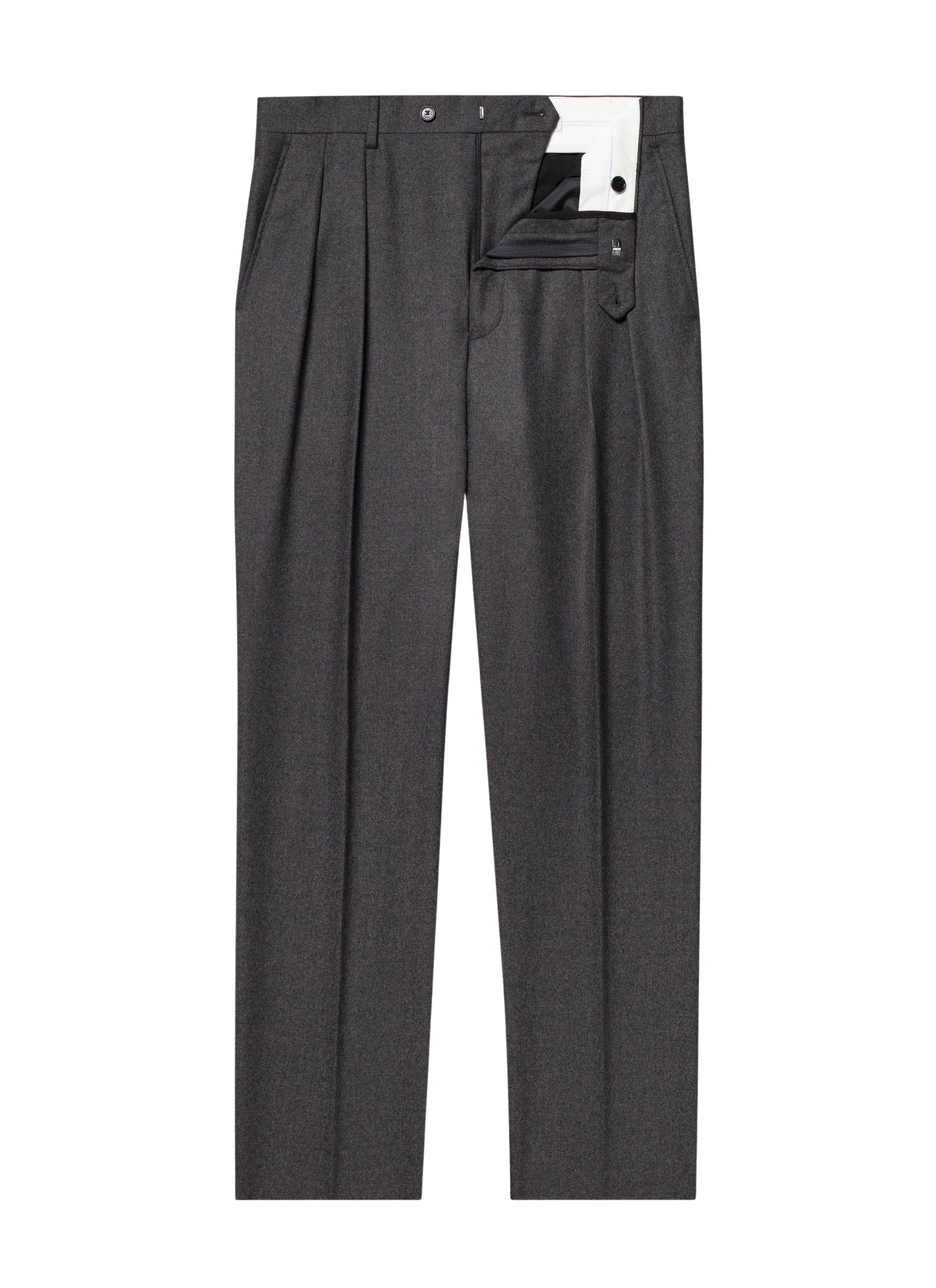 Straight-leg wool trousers - Steel