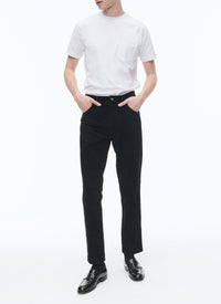 Pantalon de costume droit à poches en daim - Noir