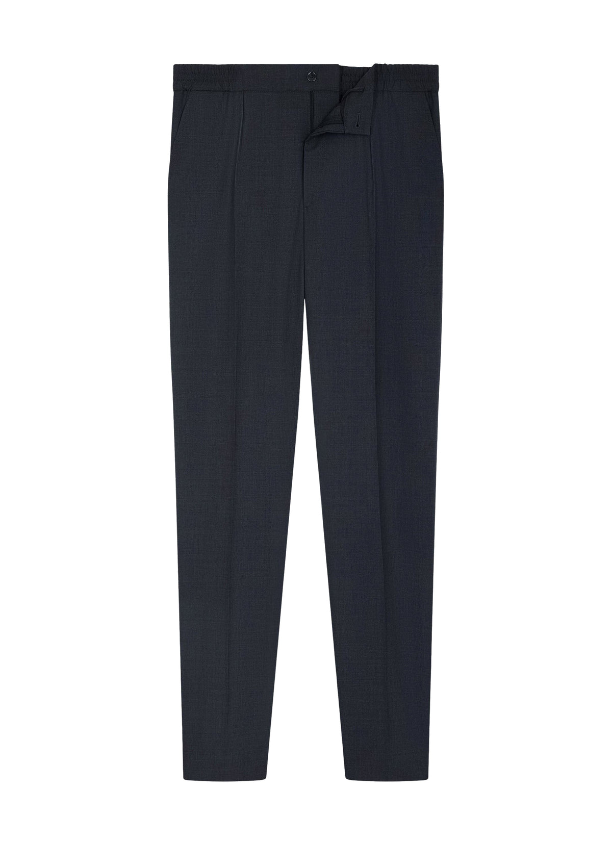 Pantalon élastiqué en laine - Acier