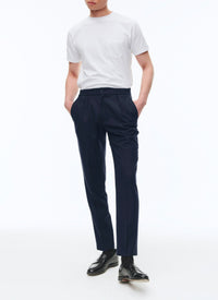 Pantalon élastiqué en laine - Bleu Marine