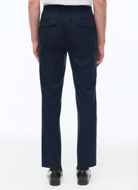 Pantalon élastiqué en laine - Bleu Marine