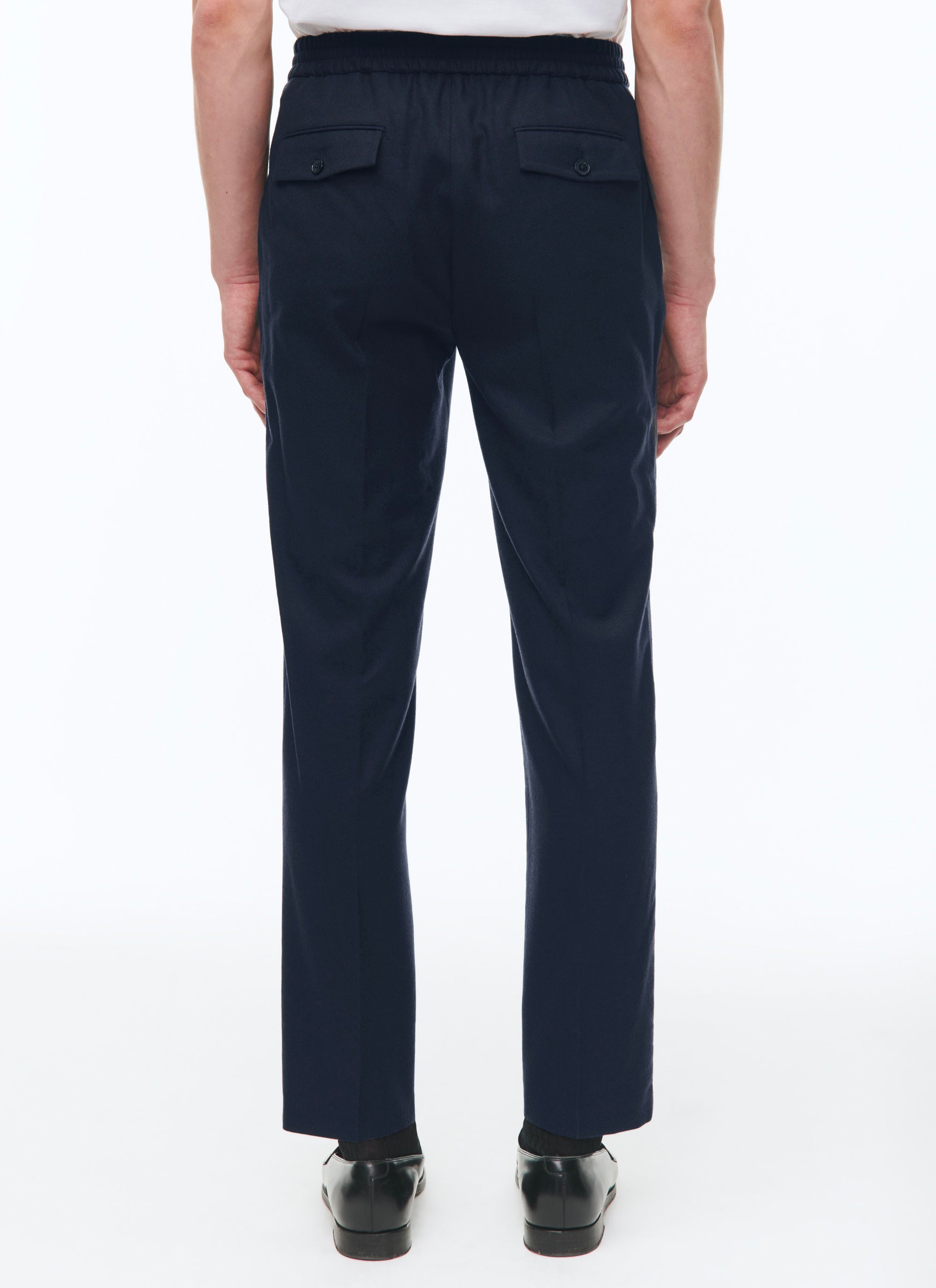 Pantalon élastiqué en laine - Bleu Marine