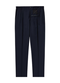 Pantalon élastiqué en laine - Bleu Marine