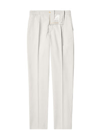 Pantalon élastiqué en lin mélangé - Grège