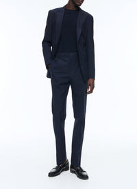 Pantalon de costume en laine texturée - Marine