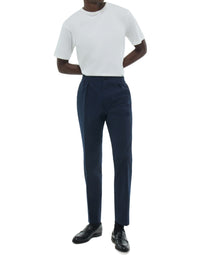 Pantalon élastiqué en seersucker rayé - Marine